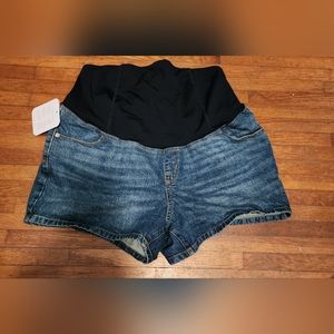 Isabel Maternity denim shorts pre pregnancy size 14/32 crossover panel denim